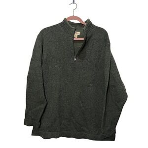 Woolrich Mens 1/4 Zip Pullover Sweater Olive Heather 100% Wool Large Fall Winter